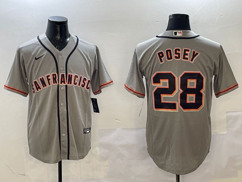 Men San Francisco Giants #28 Posey Grey Game 2025 Nike MLB Jersey style 1->philadelphia eagles->NFL Jersey